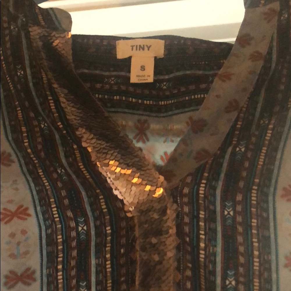 Anthropologie floral tunic with copper sequins sm. - Picture 2 of 3
